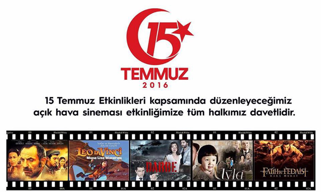 Belediyeden 15 Temmuz anısına film gösterimleri