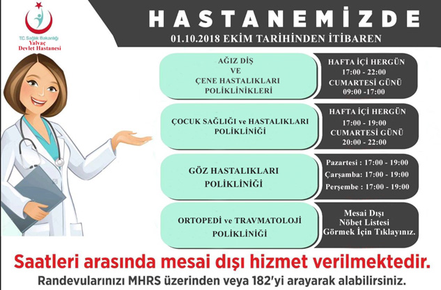 Hastanede Çocuk, Göz ve Ortopedi’de de akşam ve cumartesi hizmet verilecek