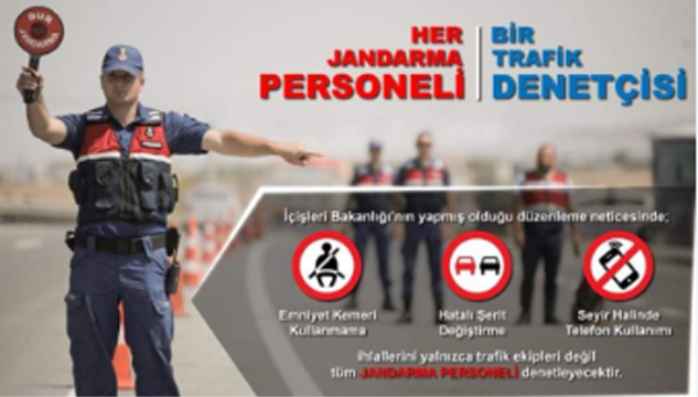 Artık her jandarma personeli birer trafik denetçisi oldu