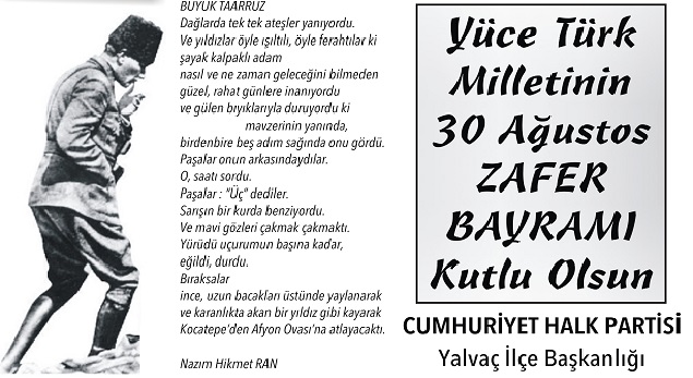 Yalvaç CHP’den 30 Ağustos Kutlaması