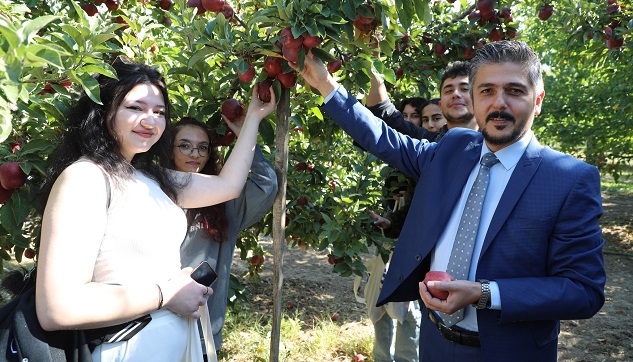 Rektör Çatal, Öğrencilerle Elma Hasadına Katıldı