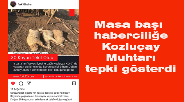 Facebook haberciliğine Kozluçay Muhtarı Öz’den tepki