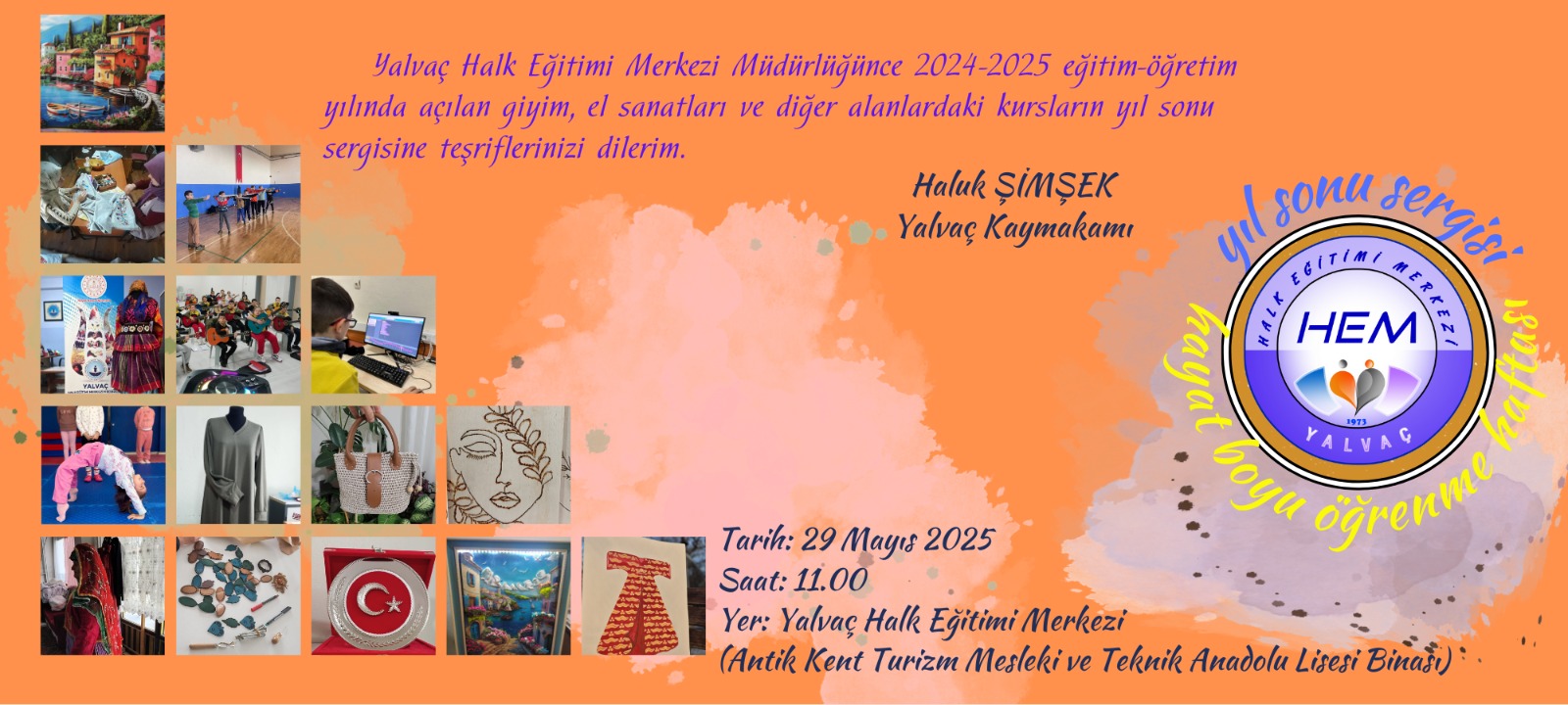 Halk Eğitim Merkezi yıl sonu sergisi bugün yapılacak