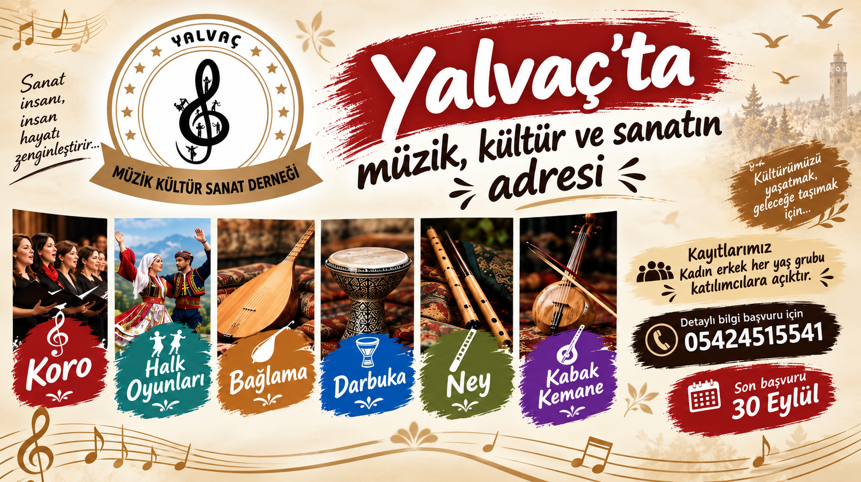 Yalvaç Müzik Kültür Sanat Derneği’nde yeni dönem kurs kayıtları başladı